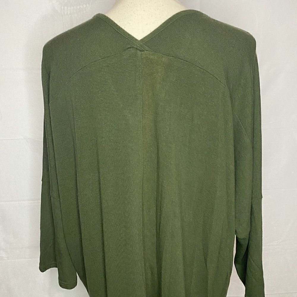 SUZANNE BETRO Olive Green Lace Pocket Women's Knit Top Shirt Sz 3X - Picture 7 of 7